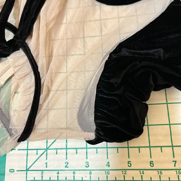 Chelsea Violet Size XL Dress Black Velvet Mesh Puff Babydoll Goth Sophie Maid - Picture 11 of 16